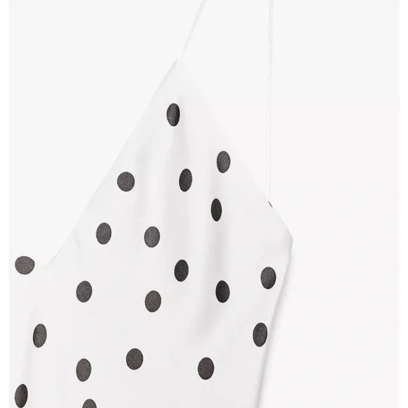 Zara White and Brown Polka Dot Midi Dress - Picture 10 of 15